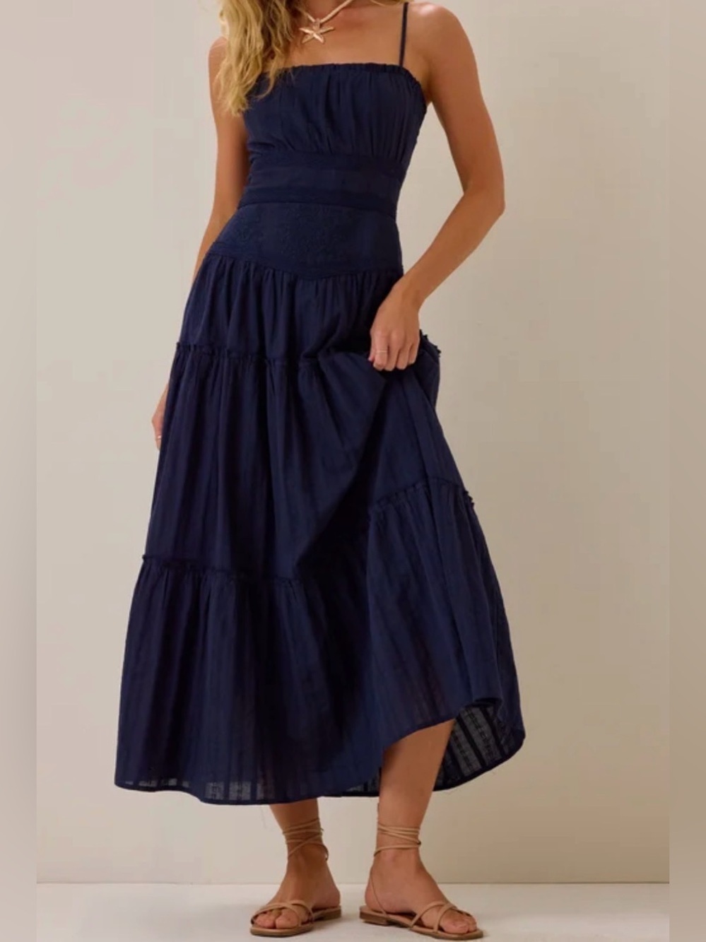Altar'd State Navy Maxi Dress with Spaghetti Straps